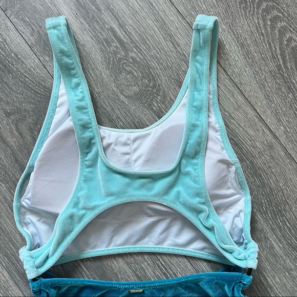 Pink Victoria’s Secret Two toned blue Velvet cutout one piece swim suit size S - Picture 9 of 13